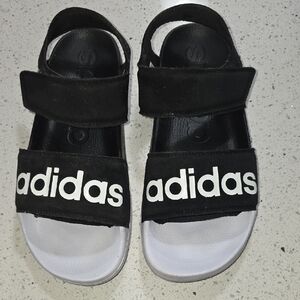 Adidas Kids Black and White Strap Sandals